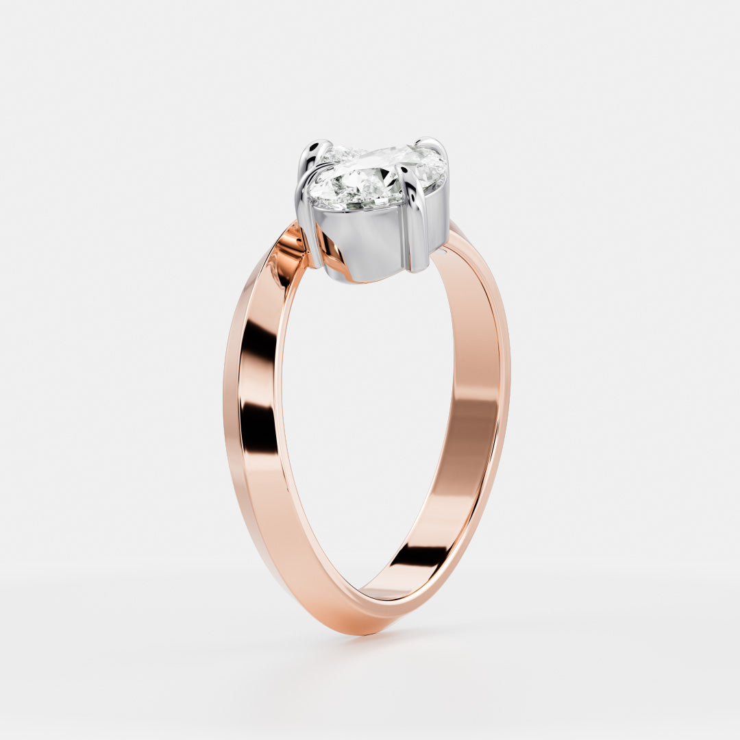 The Isabeau Ring - Twisted Knife Edge Pear Toi et Moi