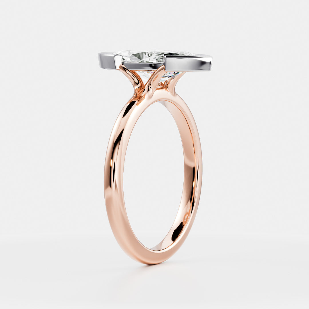 The Arie Ring - Marquise Half Bezel Solitaire