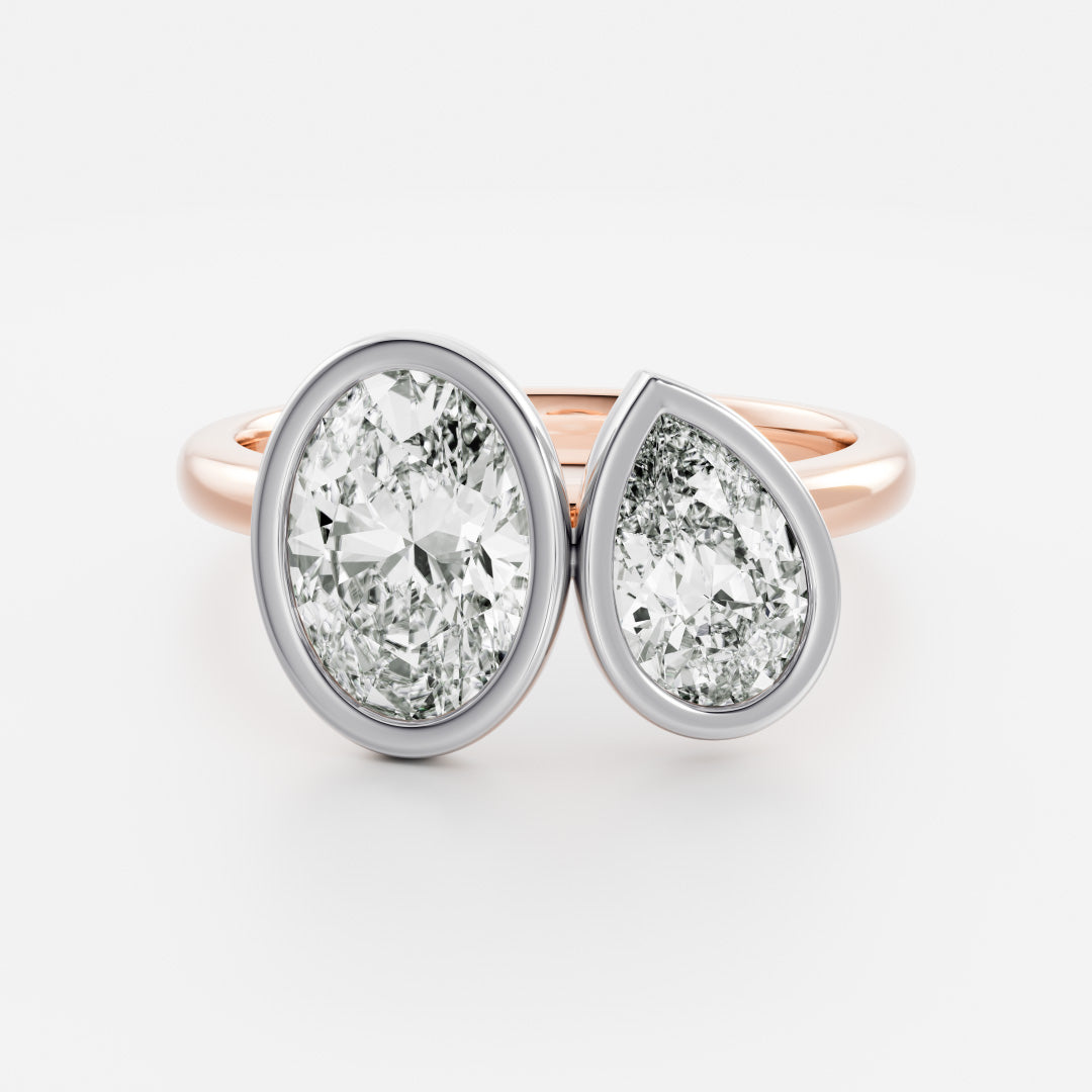 The Zélie Ring - Oval and Pear Bezel Toi et Moi