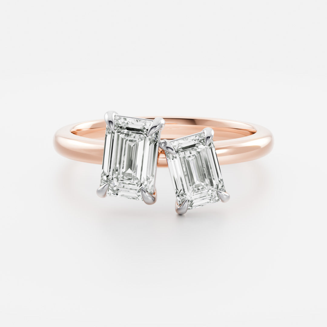 The Audrey Ring - Emerald Toi et Moi