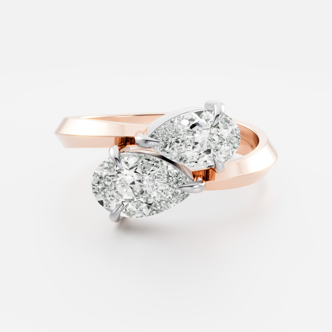 The Isabeau Ring - Twisted Knife Edge Pear Toi et Moi