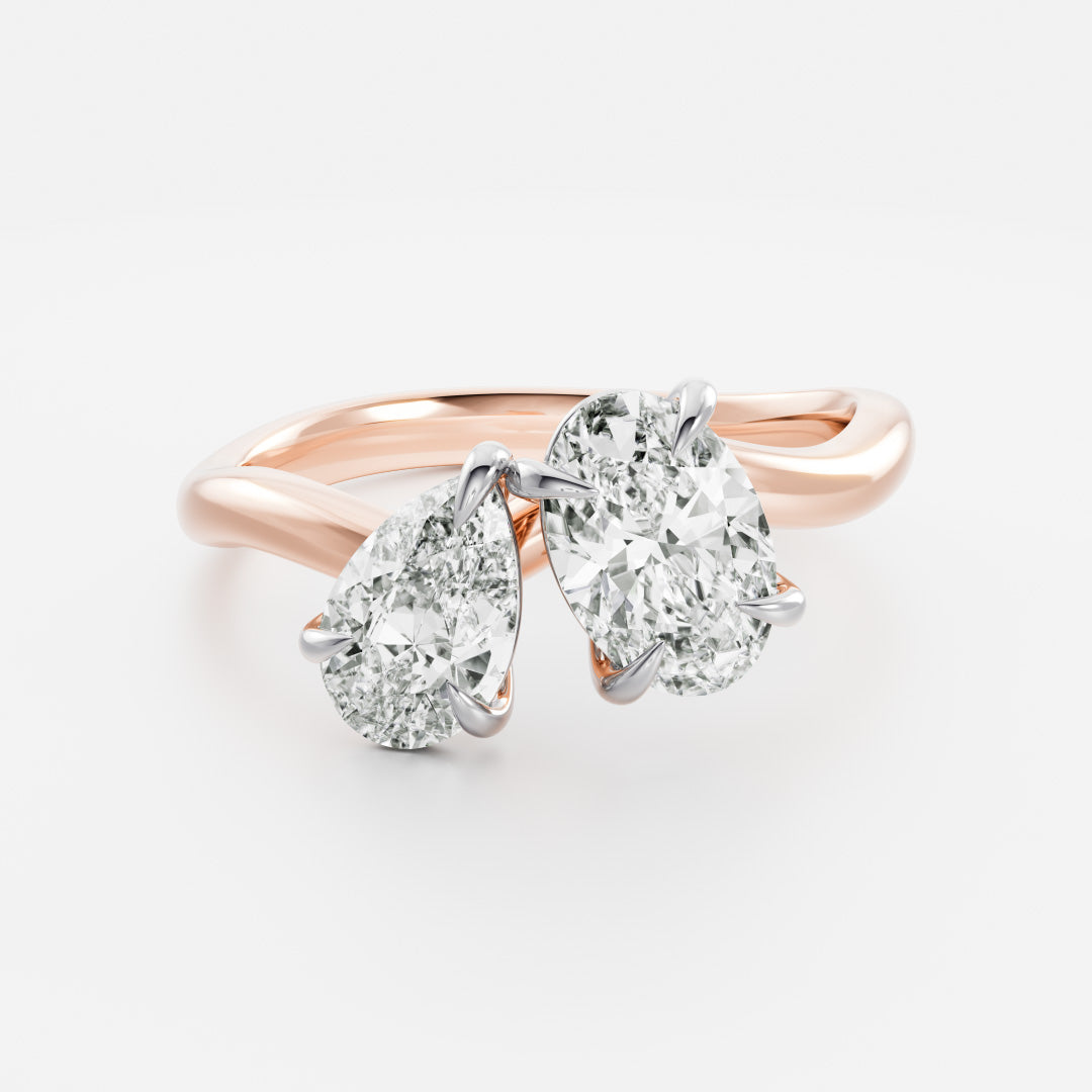 The Nadine Ring - Pear and Oval Organic Curved Toi et Moi