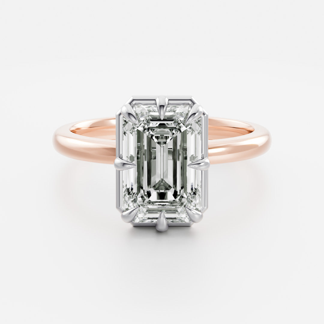 The Audrey Ring - Emerald Georgian Solitaire