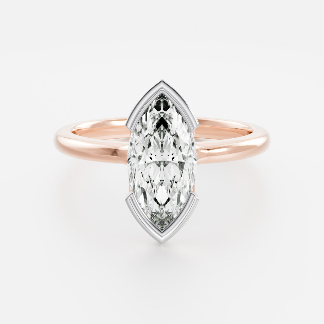 The Arie Ring - Marquise Half Bezel Solitaire