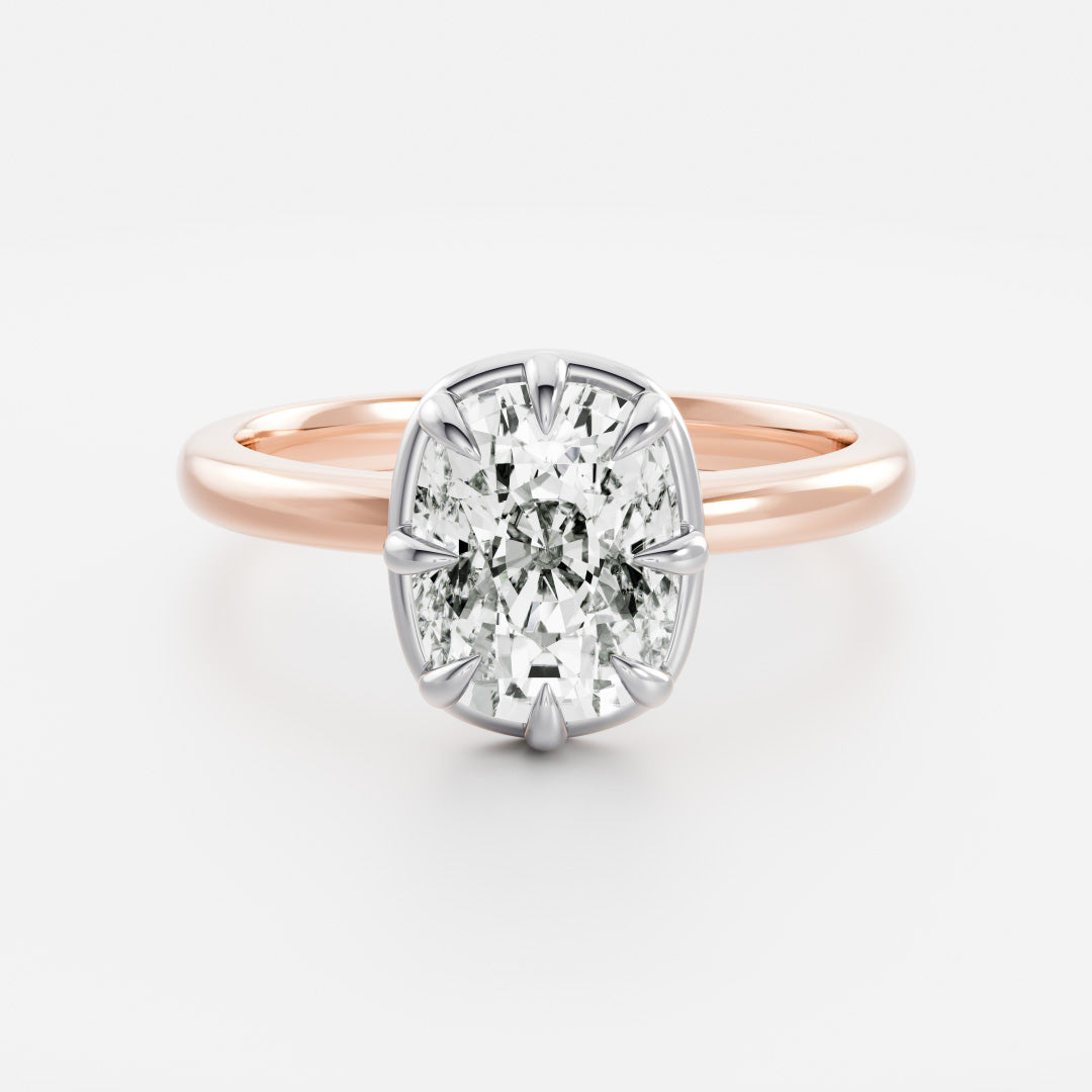The Ophelia Ring - Elongated Cushion Georgian Solitaire