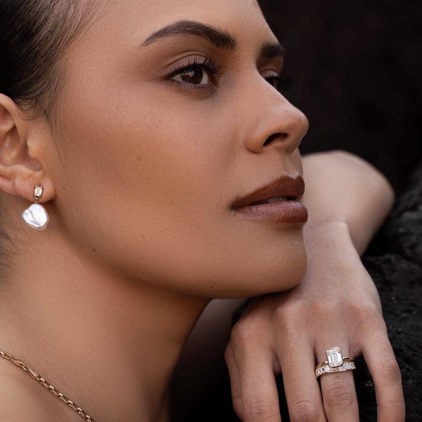 The Angelina Earrings - Keshi Pearl Emerald Drop Earrings