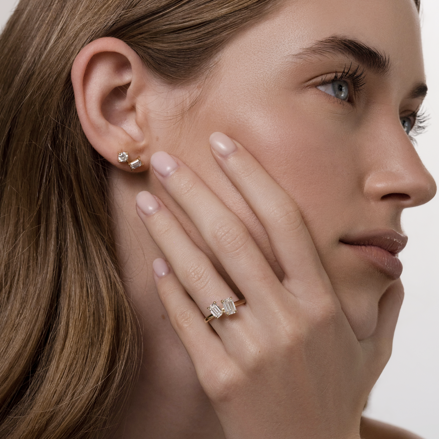 The Audrey Ring - Emerald Toi et Moi