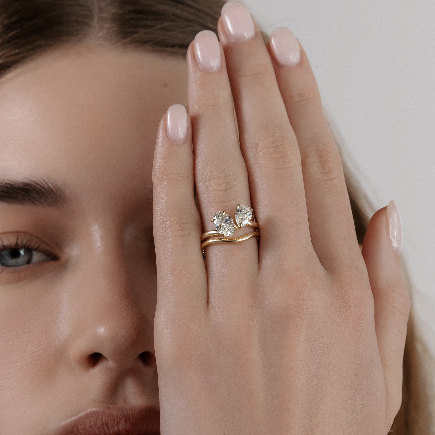The Nadine Ring - Pear and Oval Organic Curved Toi et Moi