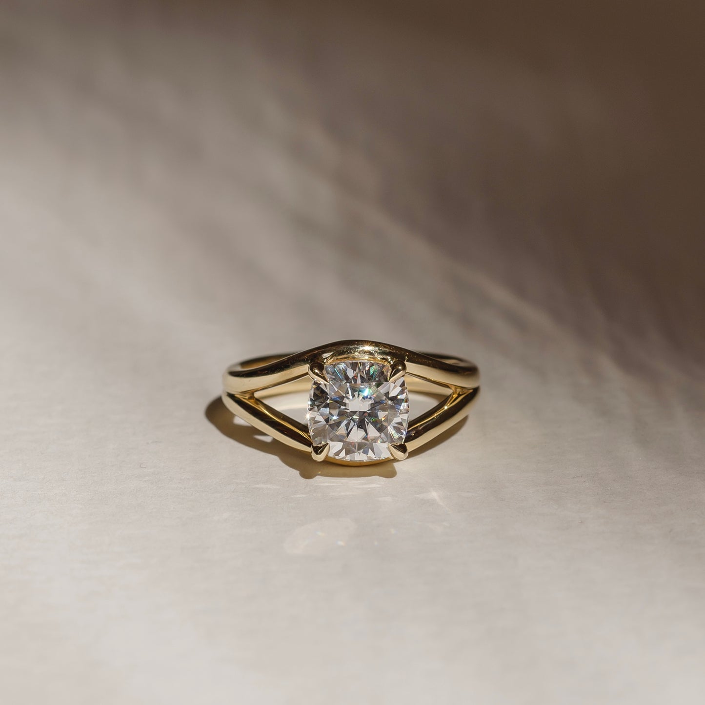 The Elise Ring - Split Shank Cushion Solitaire
