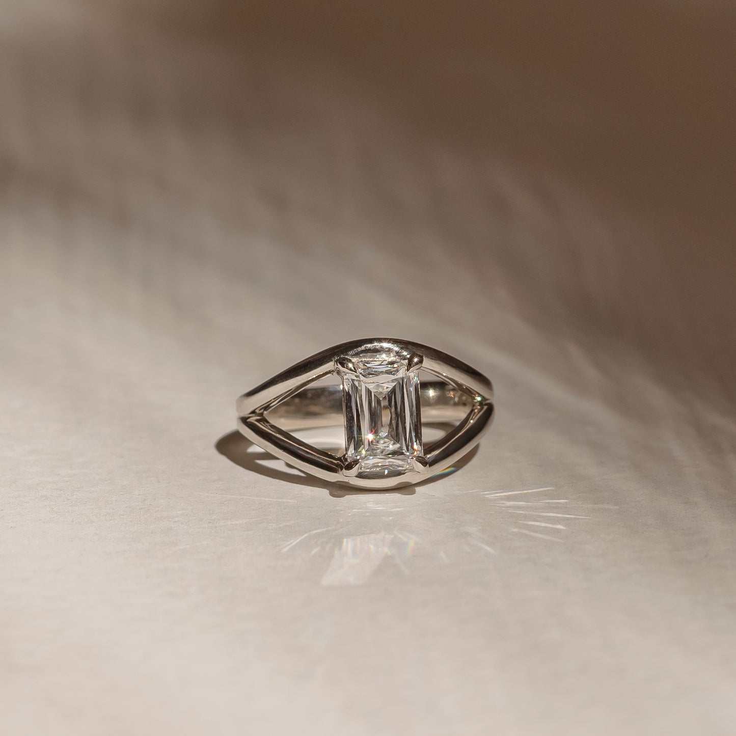 The Elise Ring - Split Shank Radiant Solitaire