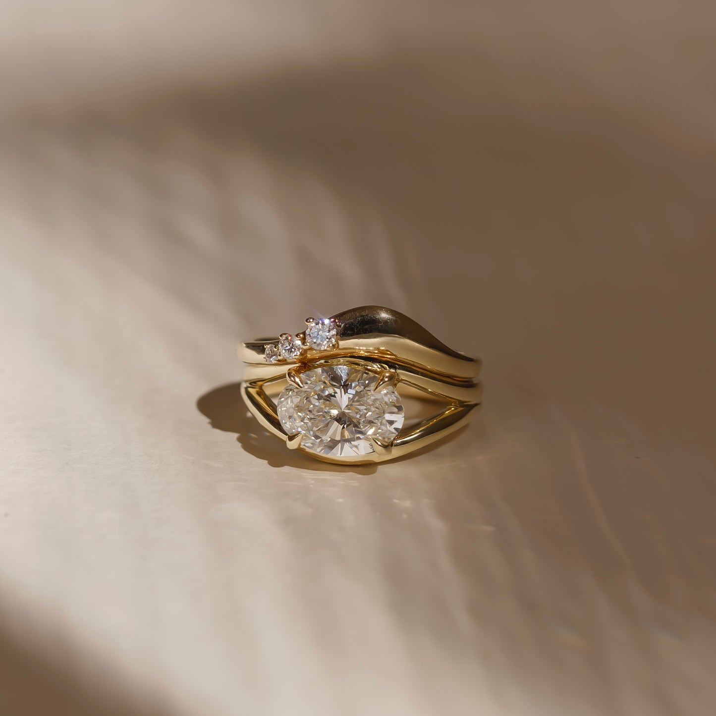 The Aleasa Ring - Split Shank East-West Oval Solitaire