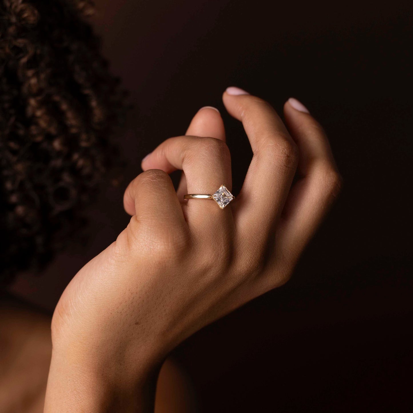 The Elmira Ring - East-West Asscher Cathedral Solitaire