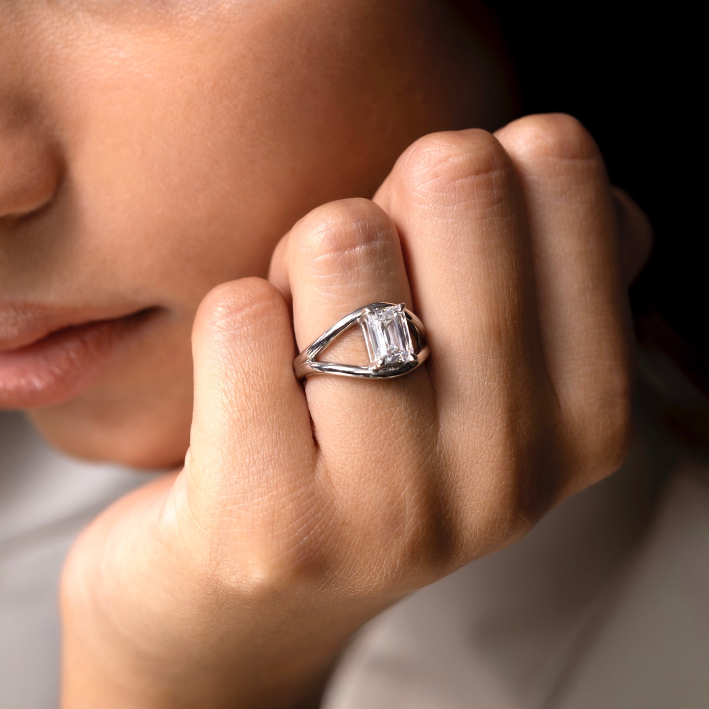 The Elise Ring - Split Shank Radiant Solitaire