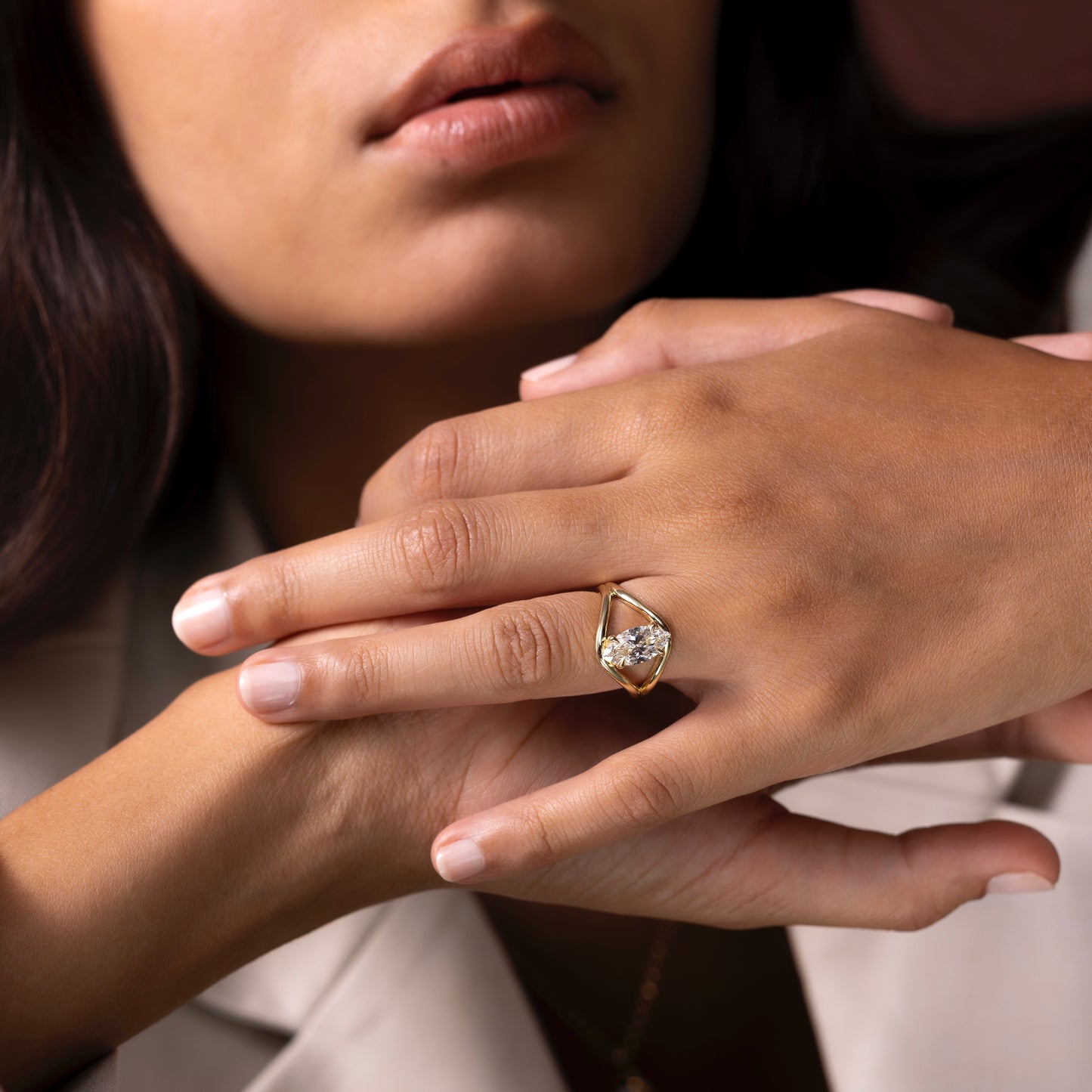 The Elise Ring - Split Shank Marquise Solitaire
