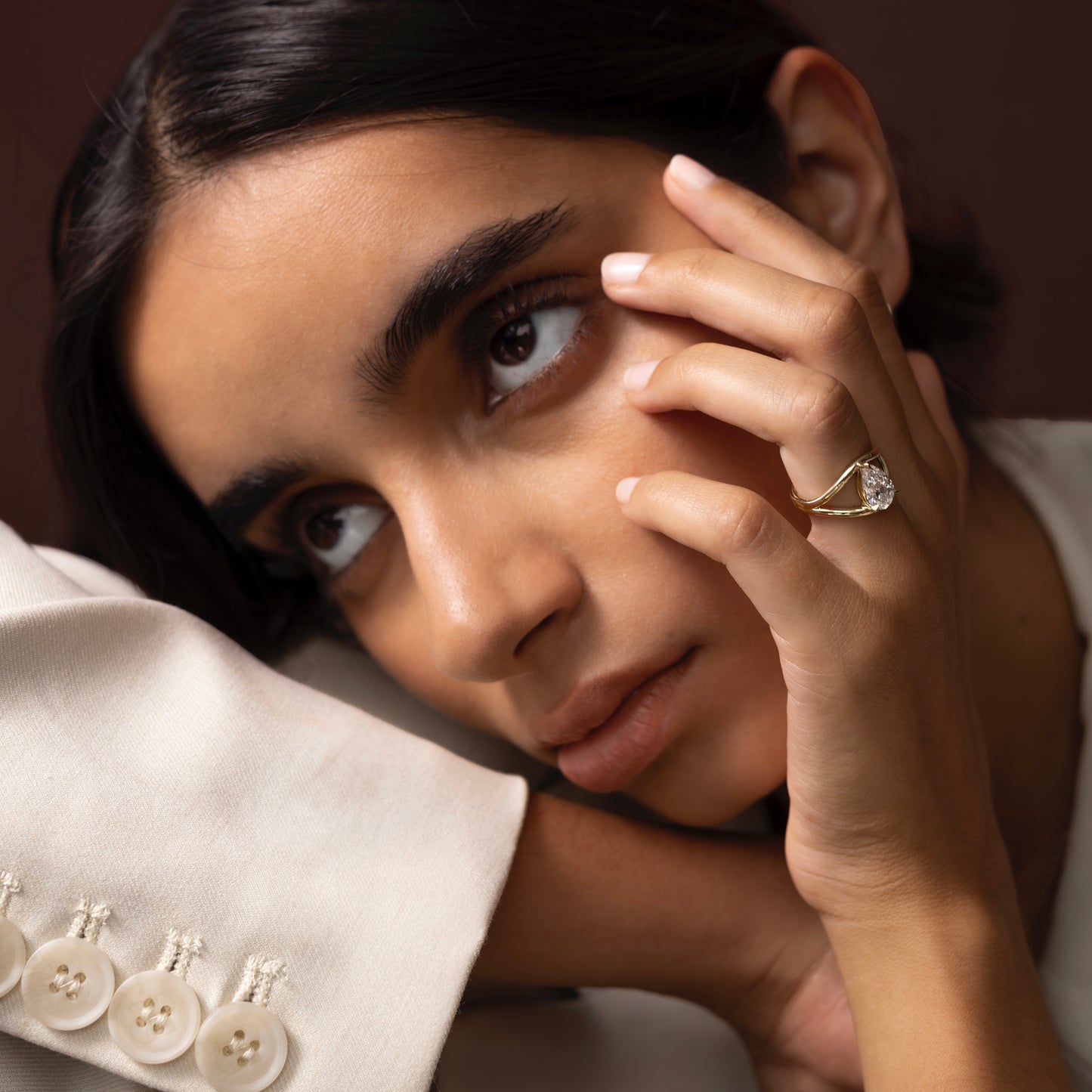 The Elise Ring - Split Shank Pear Solitaire