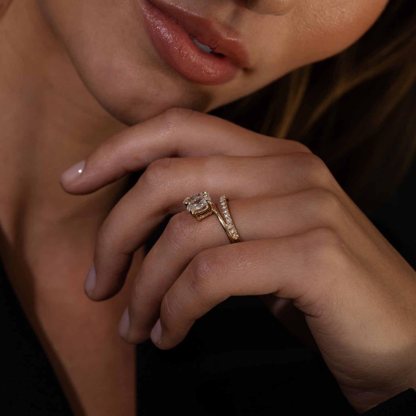 The Emerie Ring - Double Band Oval and Pear Toi Et Moi