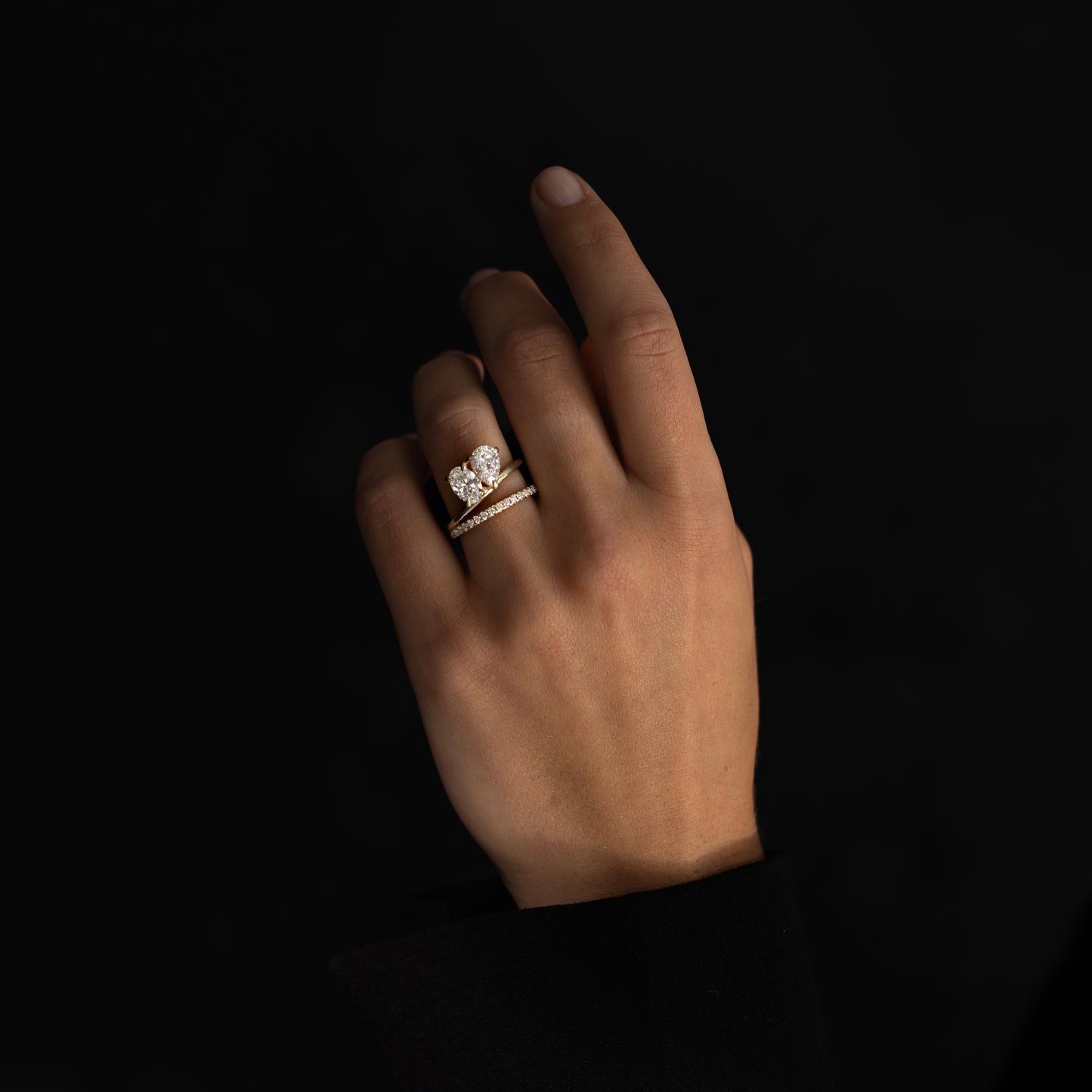 The Emerie Ring - Double Band Oval and Pear Toi Et Moi