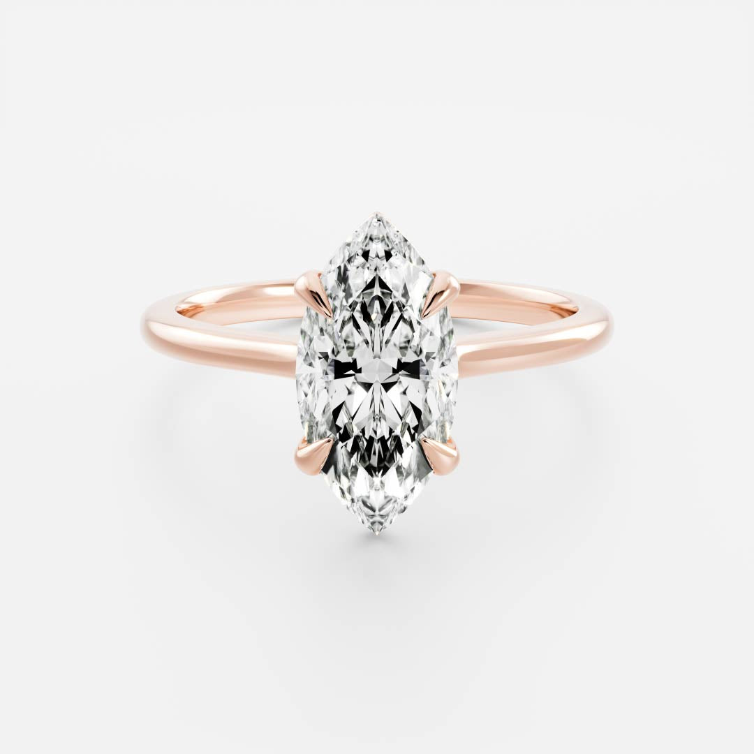 The Arie Ring - 0.71ct Marquise Lab Diamond Cathedral Solitaire