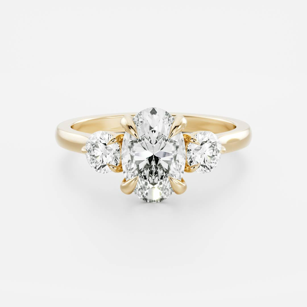 The Blaire Ring - 2.08ct Lab Grown Diamond Oval & Round Trilogy
