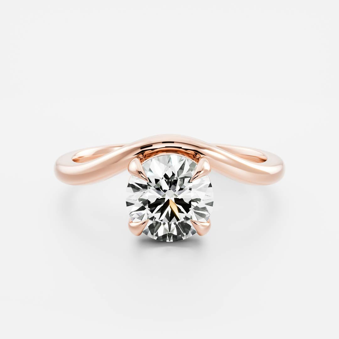The Maya Ring - Round Curved Solitaire