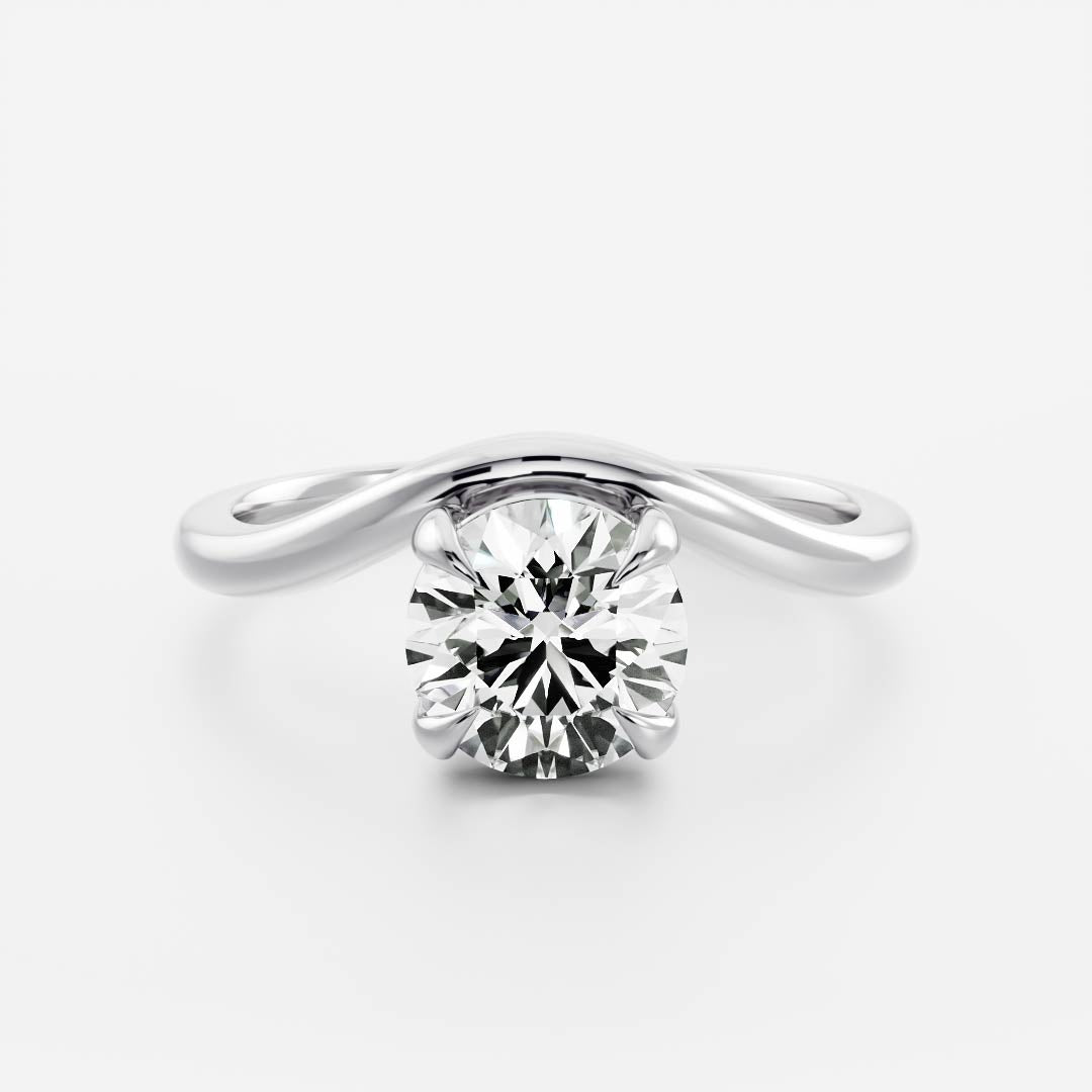 The Maya Ring - Round Curved Solitaire