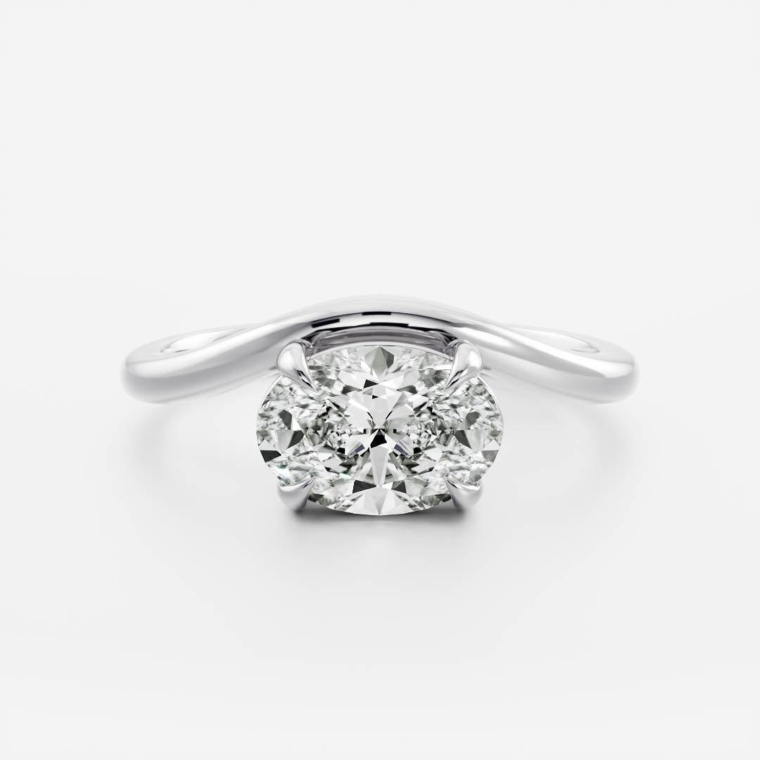 The Maya Ring - 1.5ct Moissanite Oval Curved Solitaire