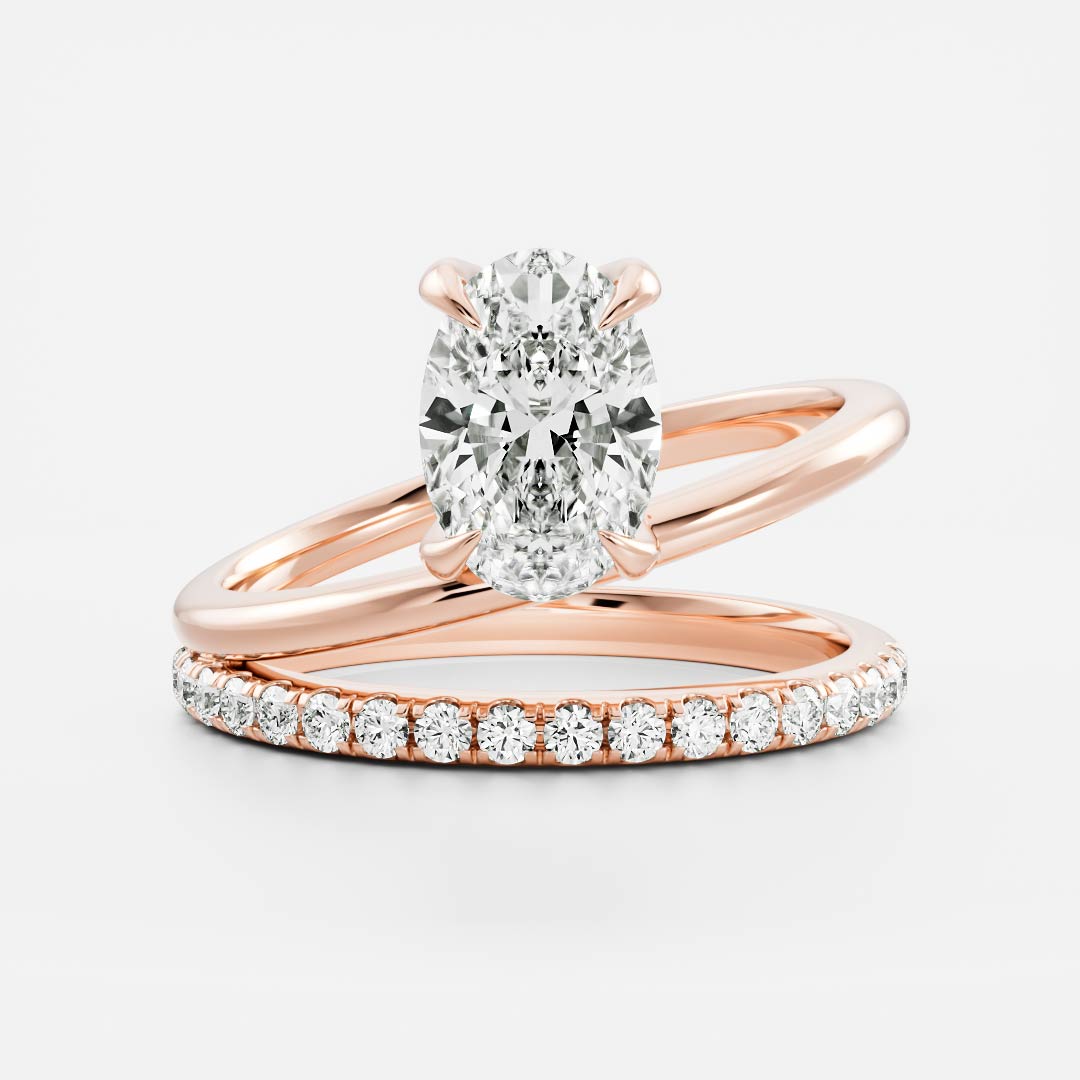 The Emerie Ring - Oval Double Band Solitaire