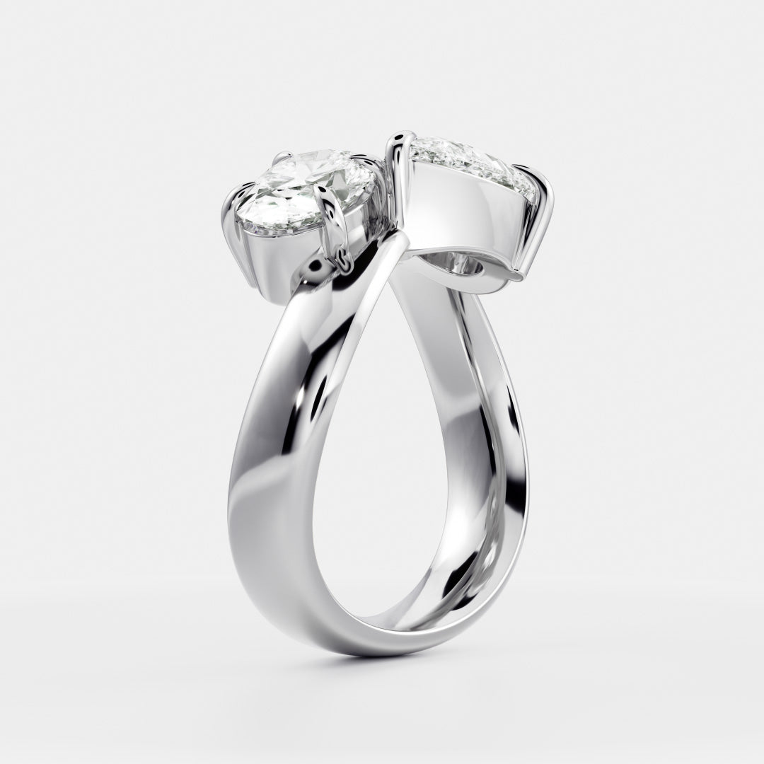 The Maëlys Ring - Oval and Pear Contoured Toi et Moi