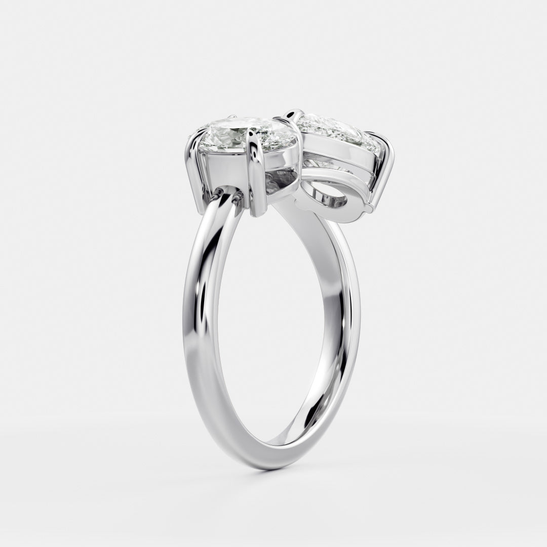 The Vivienne Ring - Oval and Pear Curved Toi et Moi