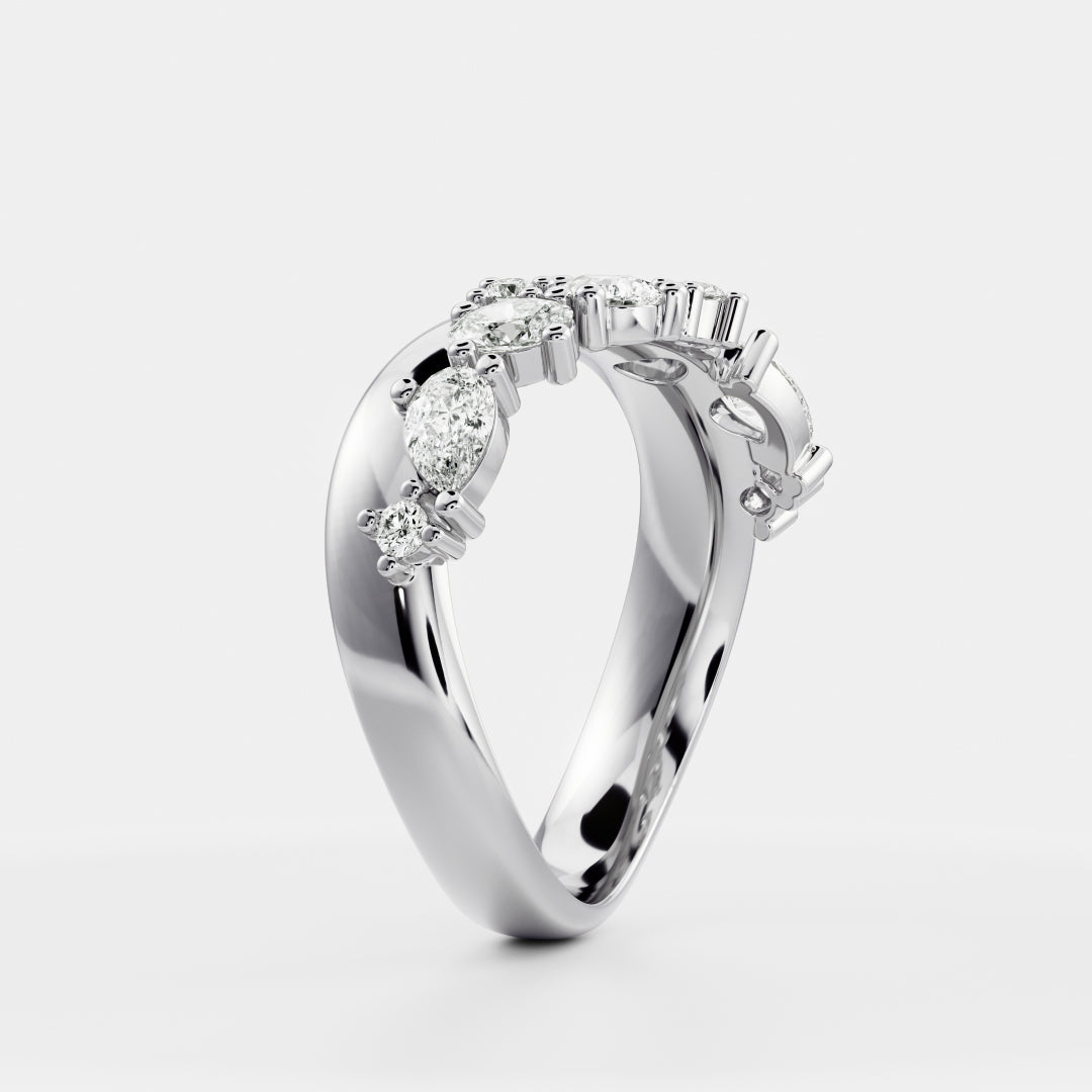 The Nalaya Ring - Scattered Pear and Round Contour Ceremonial Ring