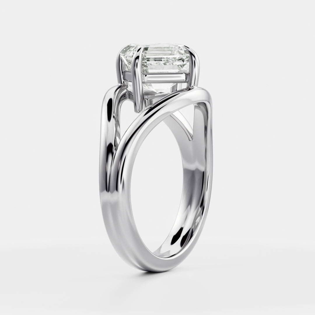 The Aleasa Ring - Split Shank East-West Asscher Solitaire