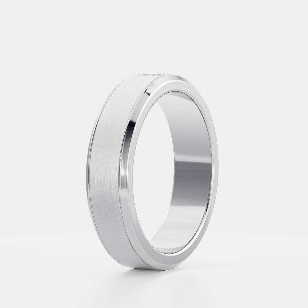 The Adonis Ring - Round Brilliant Inlay Brushed Men's Ceremonial Band