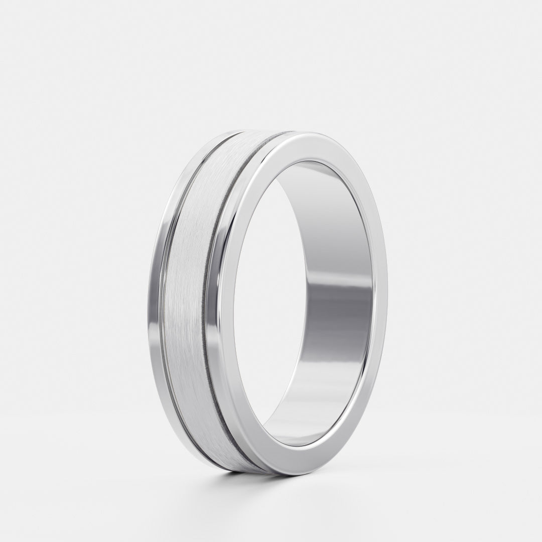 The Hugo Ring - Brushed Dual Grooved Men's Ceremonial Band