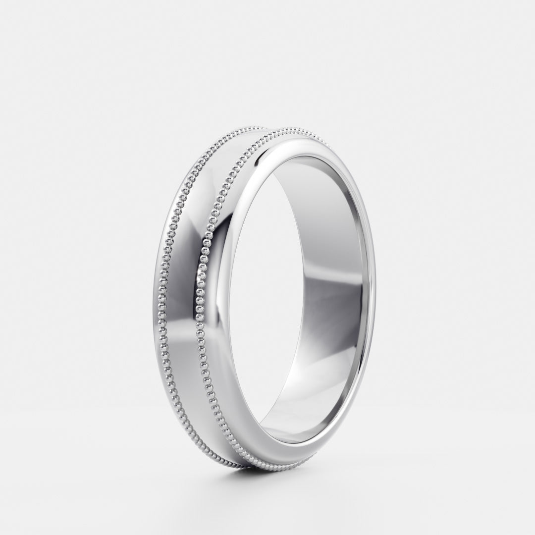 The Orion Ring - Brushed Milgrain-Detail Men's Ceremonial Band