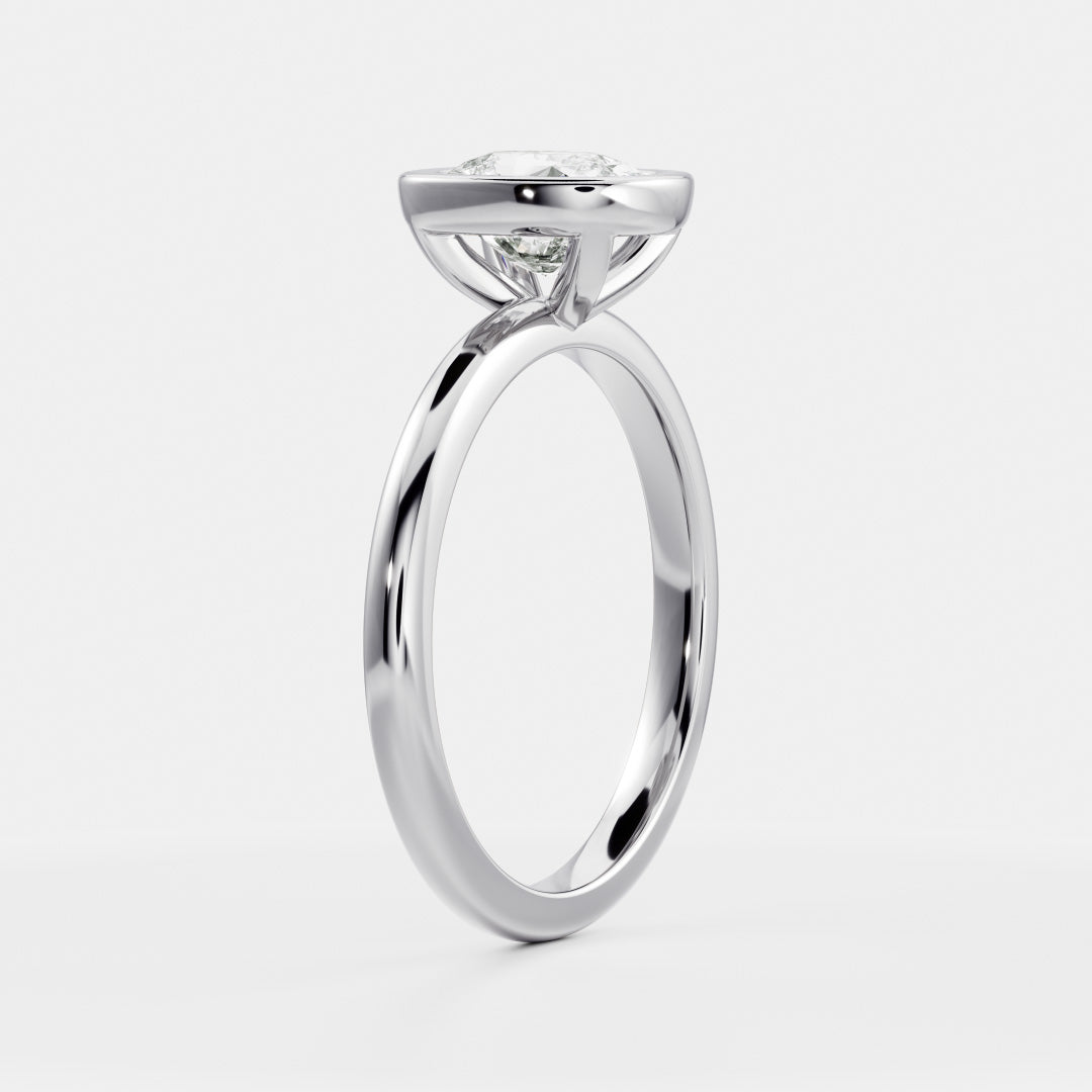 The Ophelia Ring - Elongated Cushion Bezel Solitaire