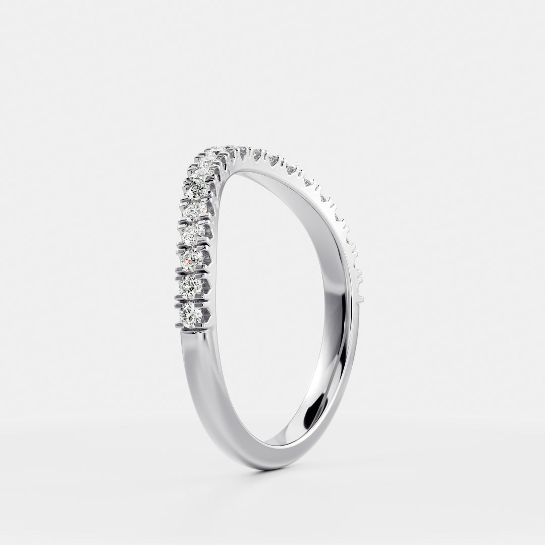 The Camille Ring - Curved Pavé Wedding Band