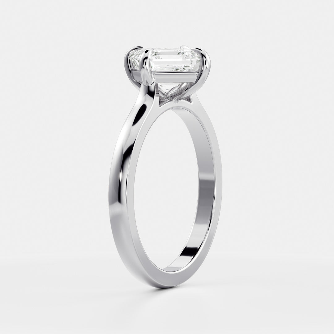 The Elmira Ring - East-West Asscher Cathedral Solitaire