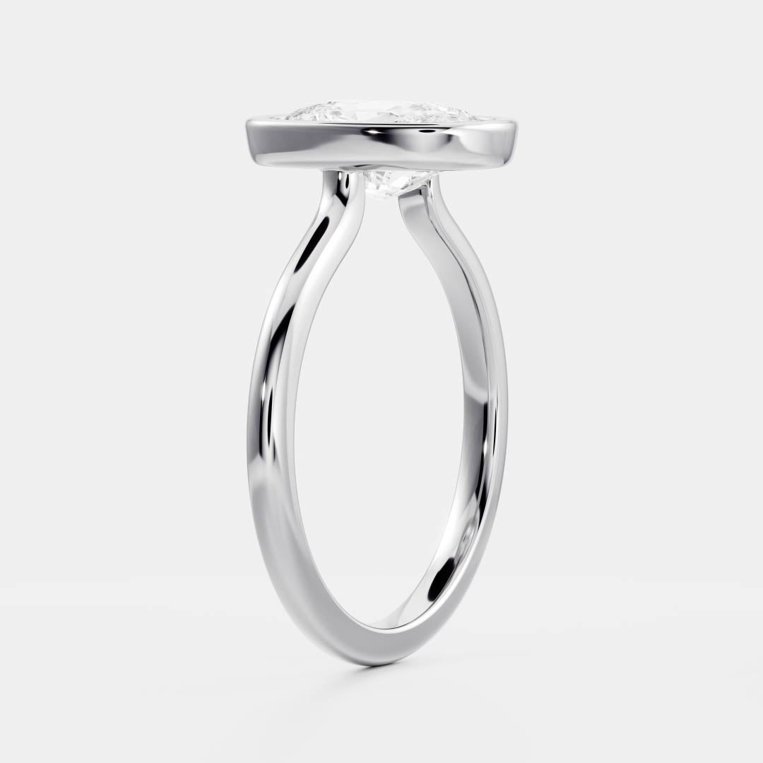 The Ophelia Ring - Elongated Cushion Bezel Solitaire