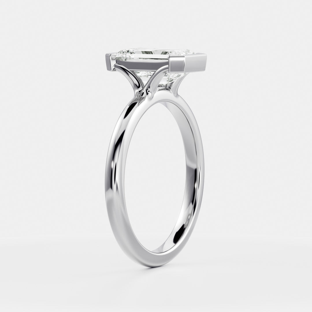The Audrey Ring - Emerald Half Bezel Solitaire