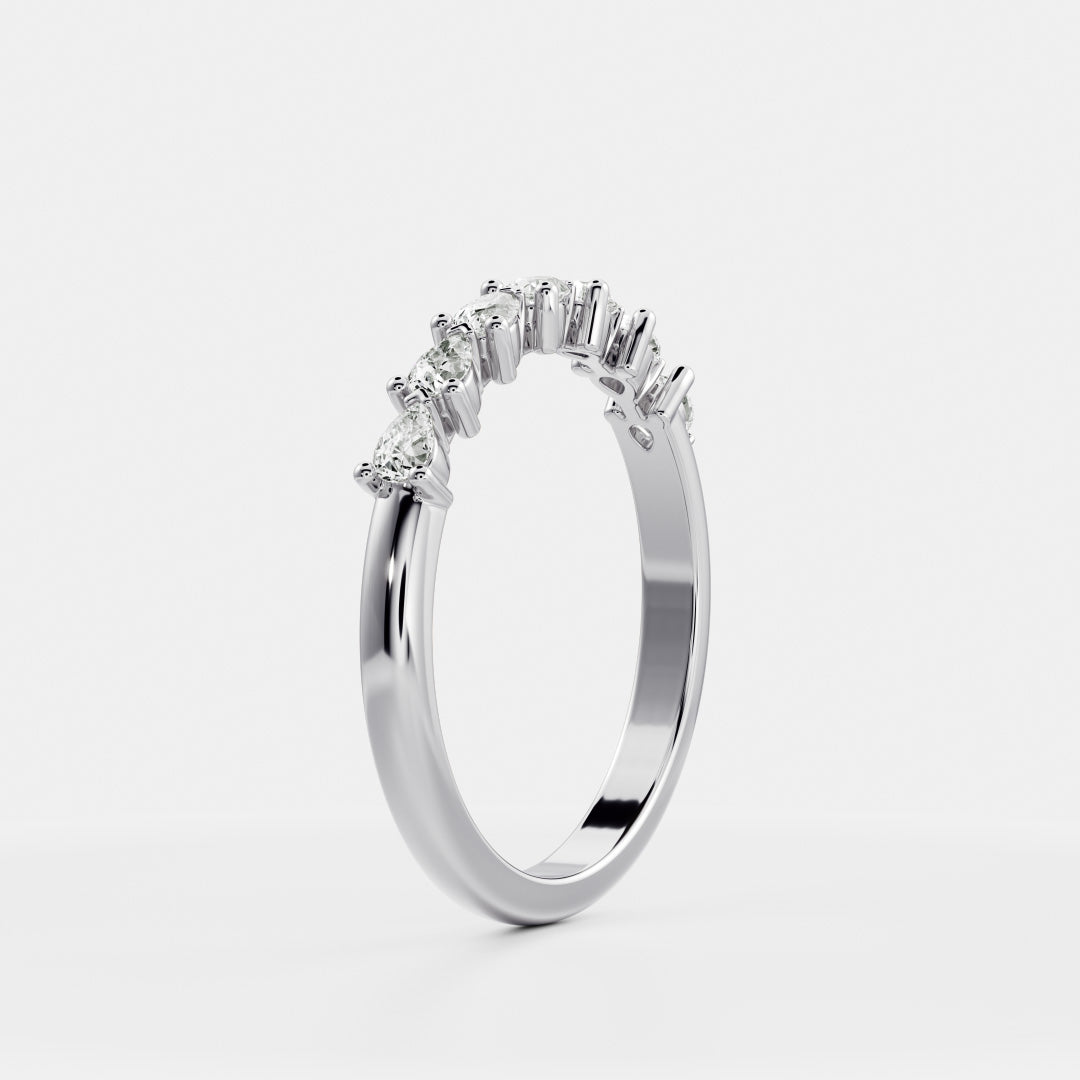 The Lucie Ring - Horizontal Pear Wedding Band