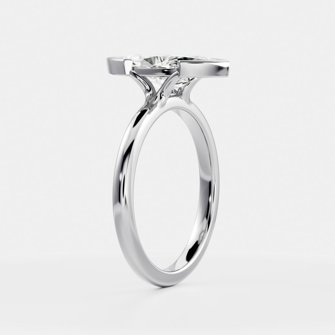 The Arie Ring - Marquise Half Bezel Solitaire