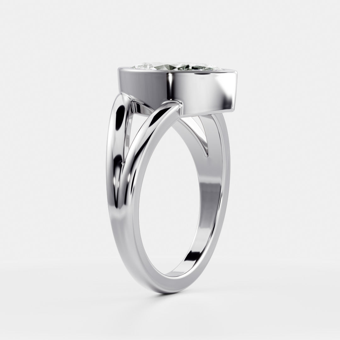 The Jean Ring - Marquise Bezel Split Band Solitaire