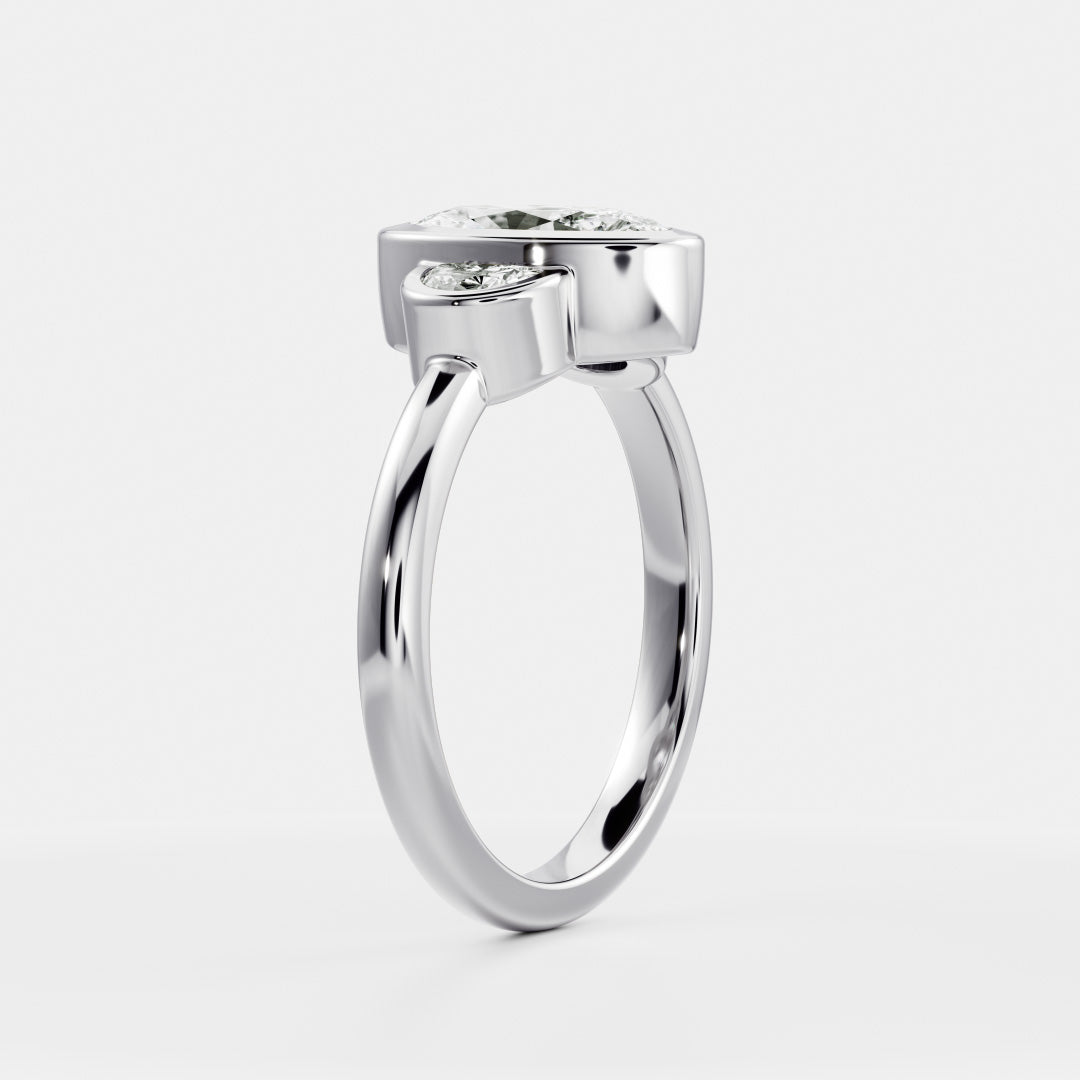 The Margot Ring - Oval and Half Moon Bezel Trilogy