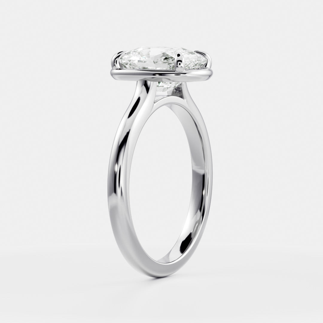 The Ophelia Ring - Elongated Cushion Cathedral Georgian Solitaire