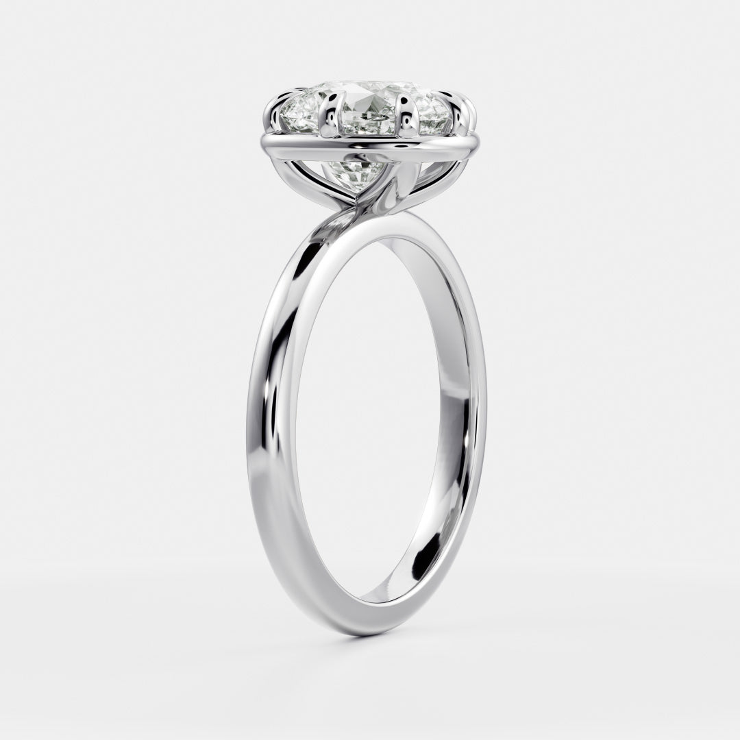 The Ophelia Ring - Elongated Cushion Georgian Solitaire