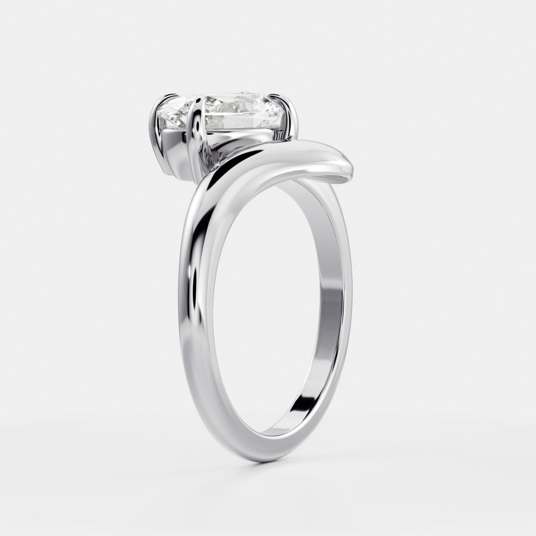 The Sarina Ring - Floating Oval Solitaire with Twisted Band