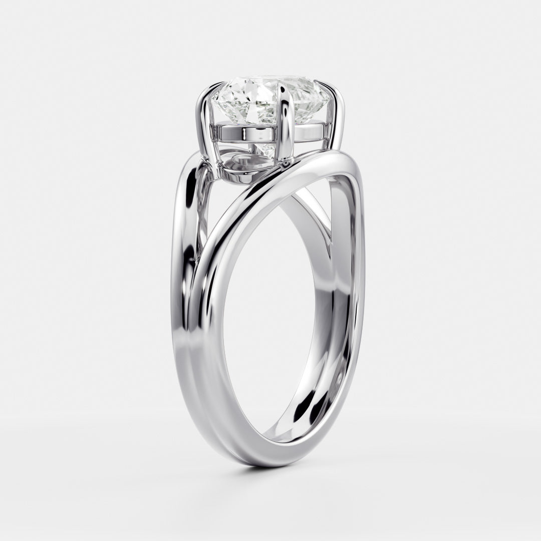 The Aleasa Ring - Split Shank East-West Oval Solitaire