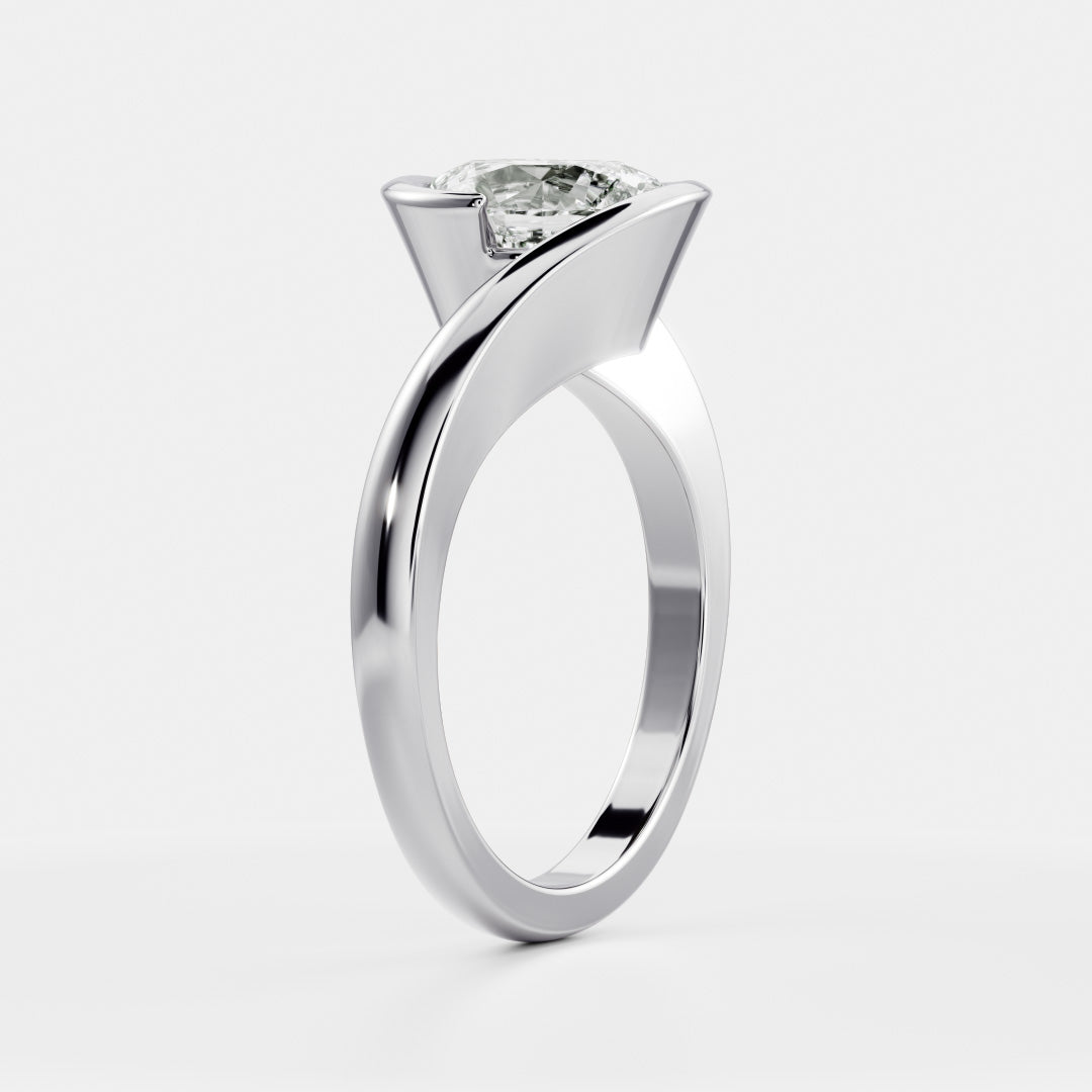 The Sorelle Ring - Suspended Oval Solitaire Wrap Ring