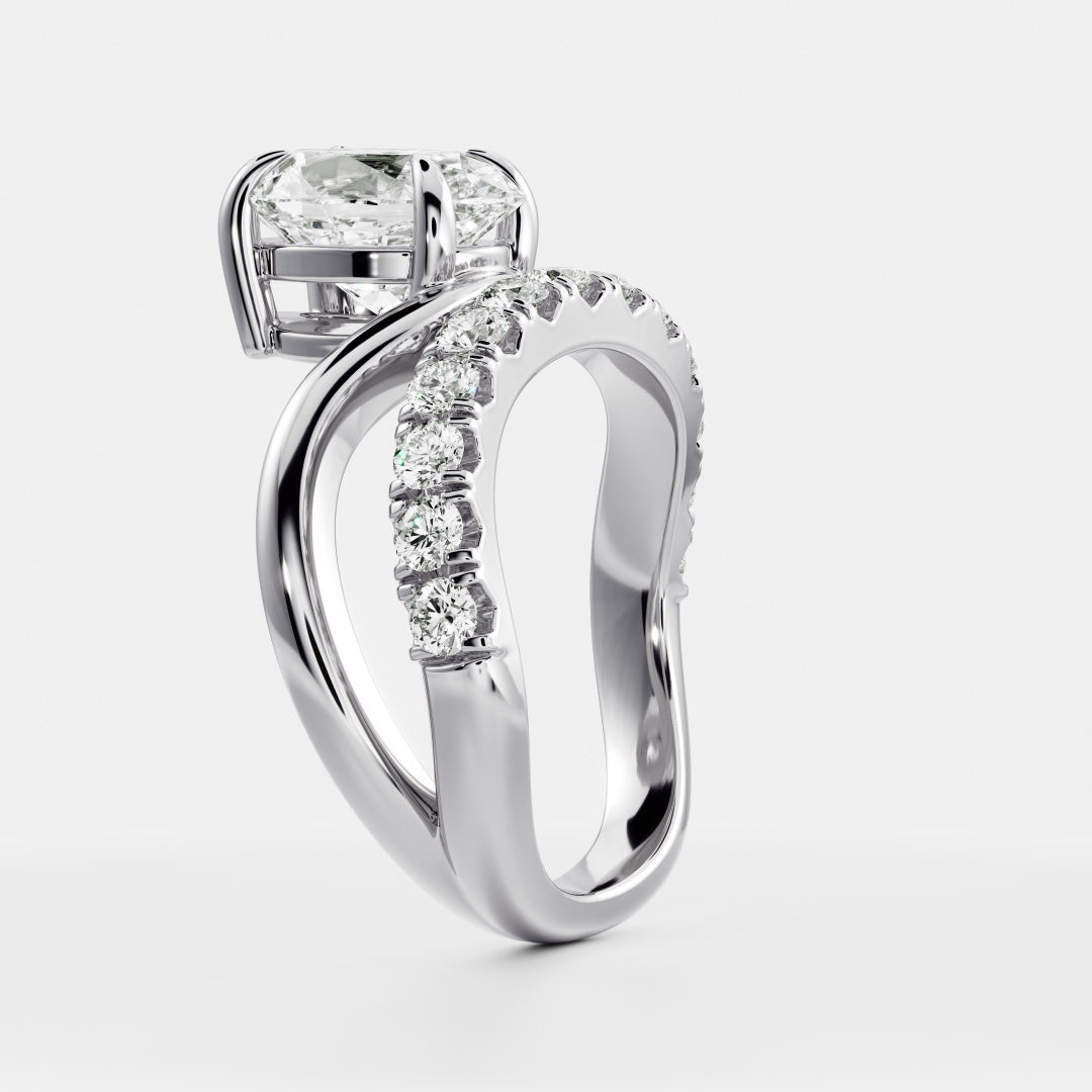 The Elijah Ring - Floating Oval Solitaire with Pavé Band