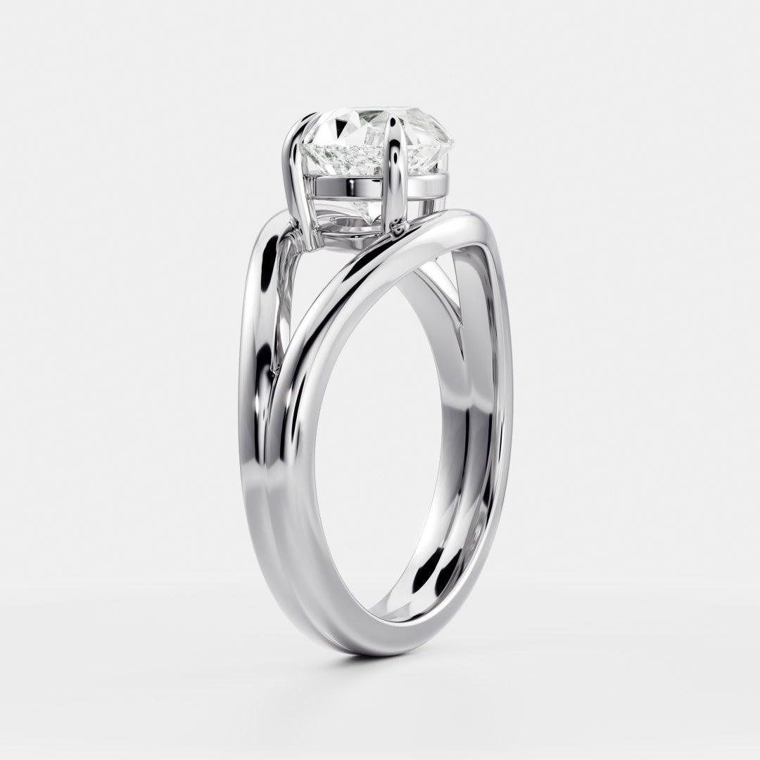 The Aleasa Ring - Split Shank East-West Pear Solitaire